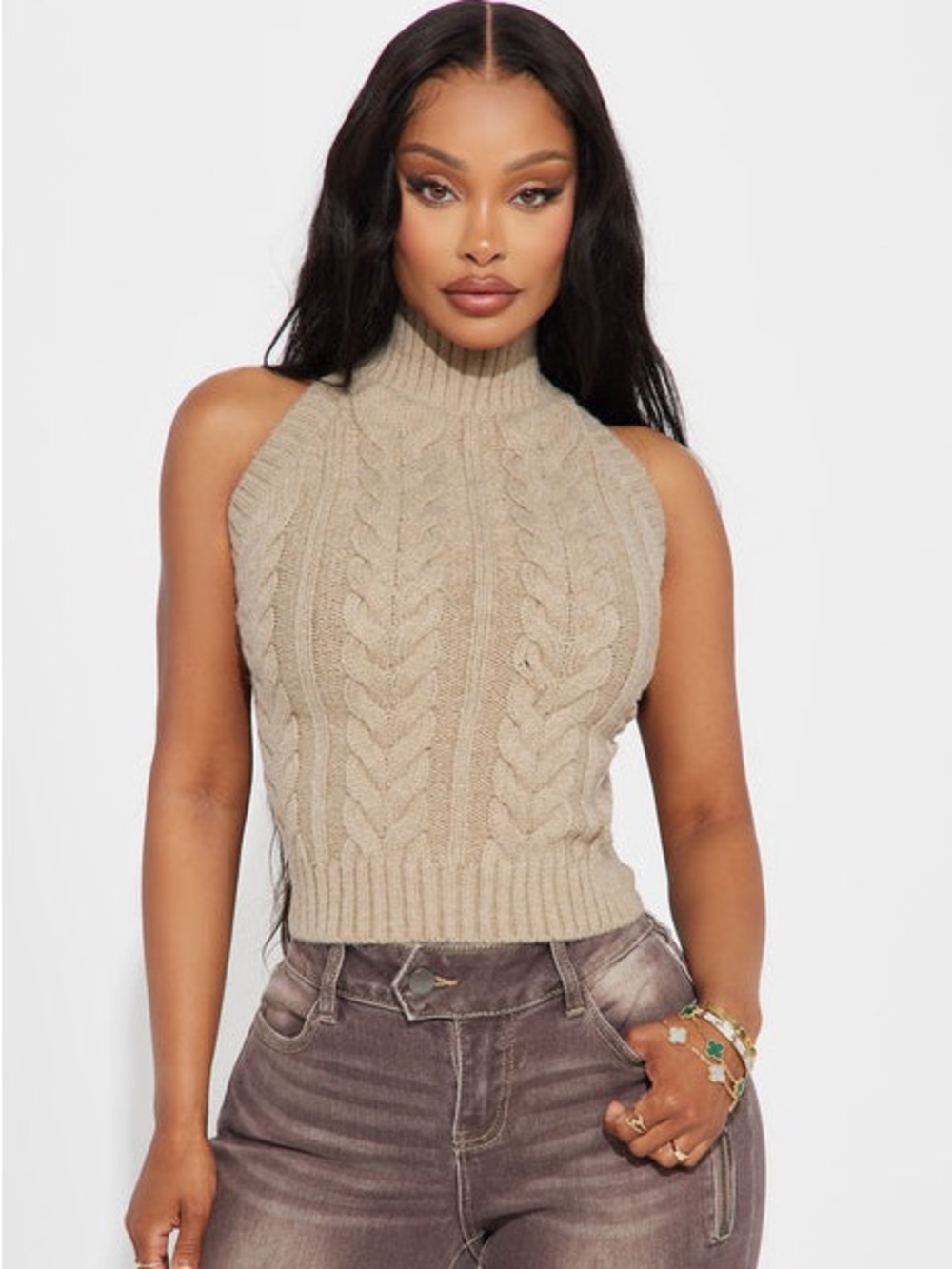Fashion Nova Never Gets Cold Backless Sweater Top Size XS